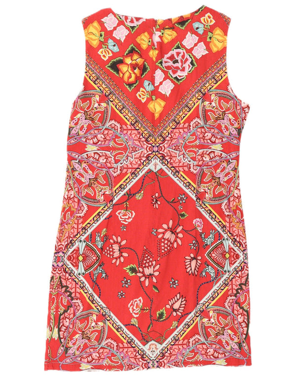 Desigual Vestido feminino sem mangas com bainha EU 44 XL vermelho floral linho