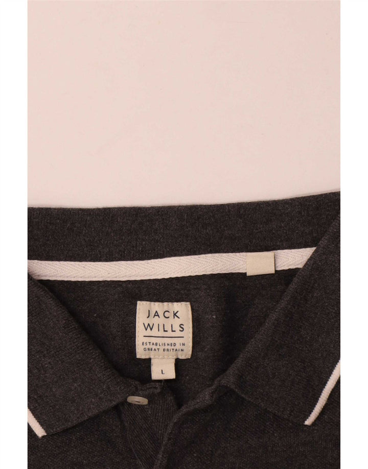 Camisa polo masculina Jack Wills grande algodão cinza