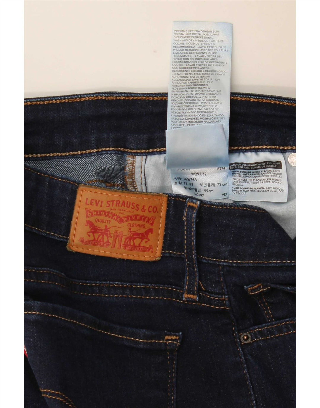 Calça jeans feminina Levi's 712 Slim W29 L32 azul marinho algodão