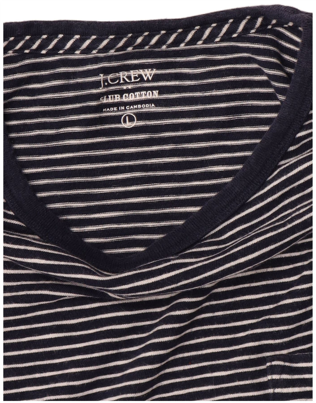J. CREW Camiseta feminina Top UK 16 grande algodão listrado azul marinho