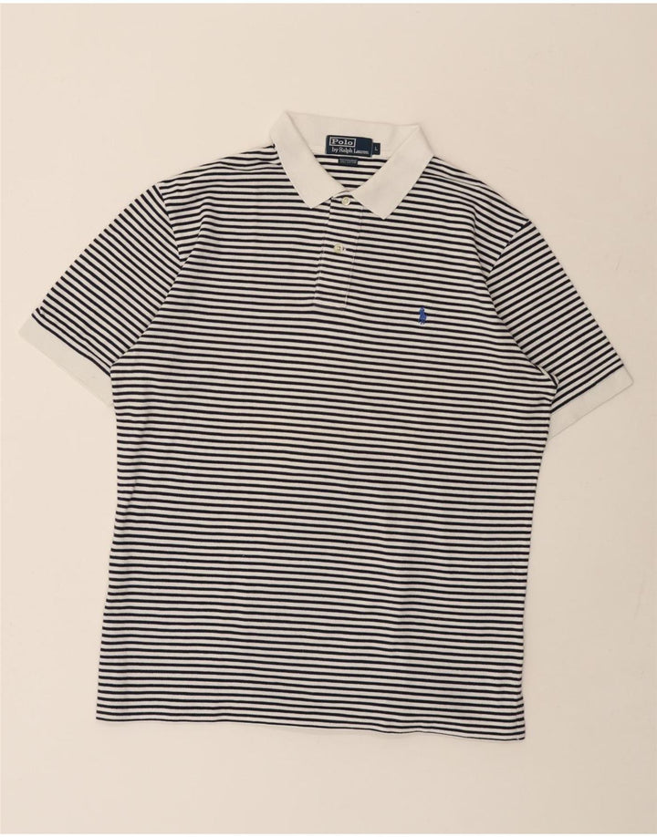 Camisa polo masculina POLO RALPH LAUREN grande algodão listrado branco