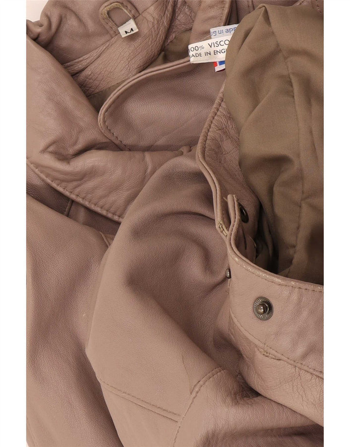 Jaqueta de couro superdimensionada feminina vintage Reino Unido 14 roxo médio
