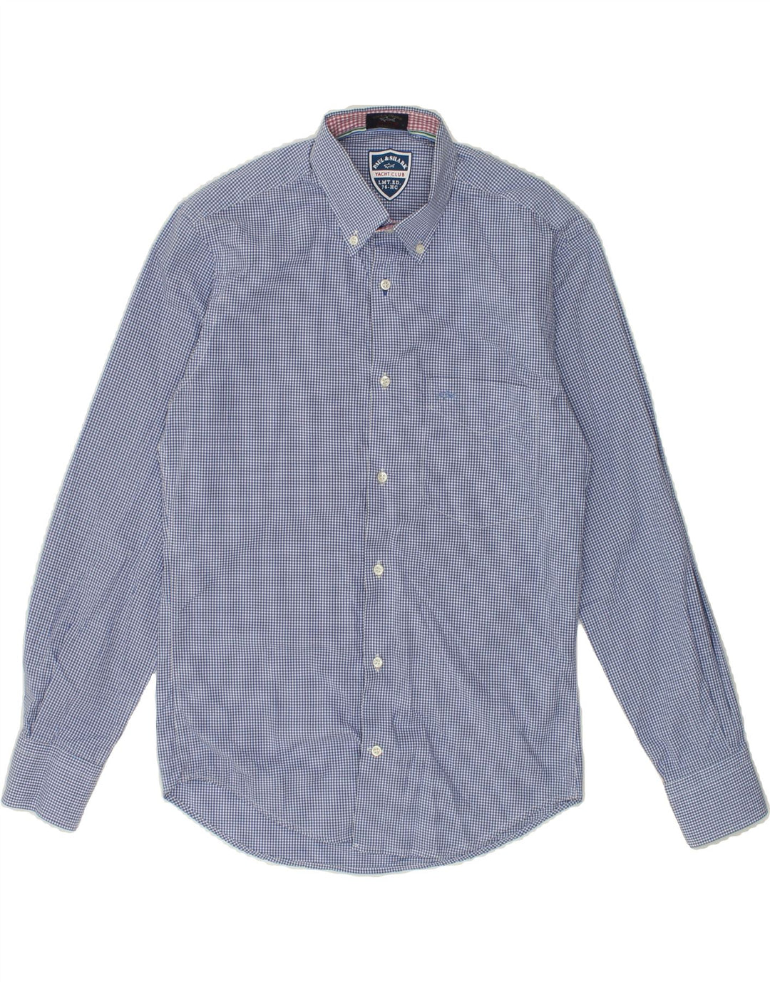 PAUL & SHARK Mens Shirt Small Blue Gingham Cotton Vintage Paul & Shark and Second-Hand Paul & Shark from Messina Hembry 