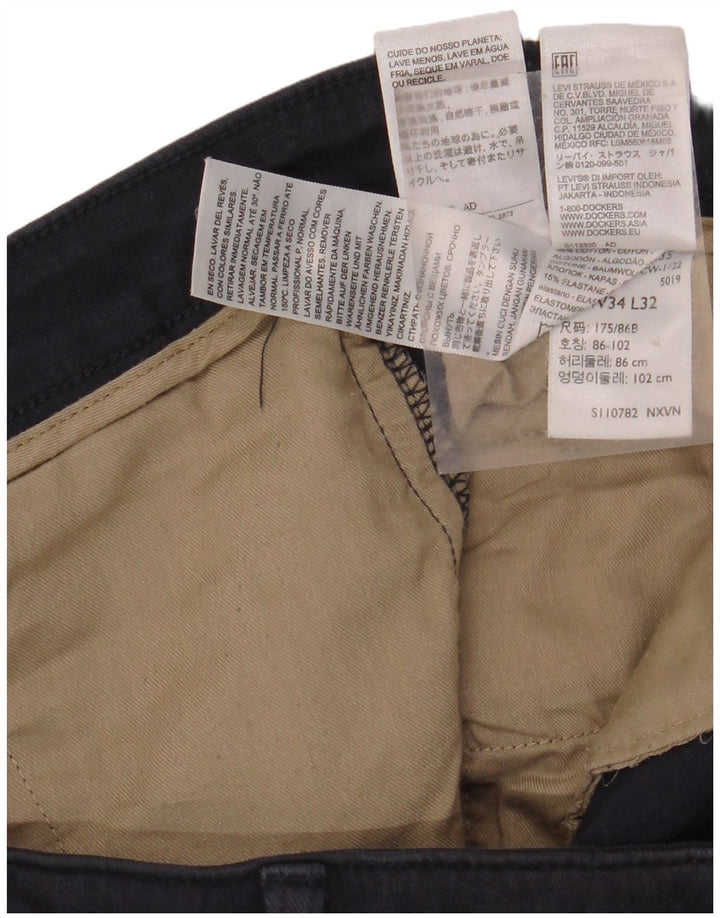 Calça chino reta masculina DOCKERS W34 L27 algodão azul marinho