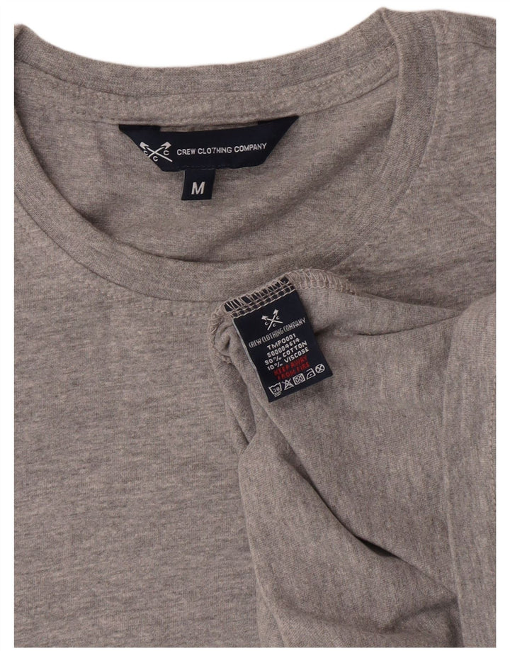 Camiseta masculina Crew Clothing Top algodão cinza médio