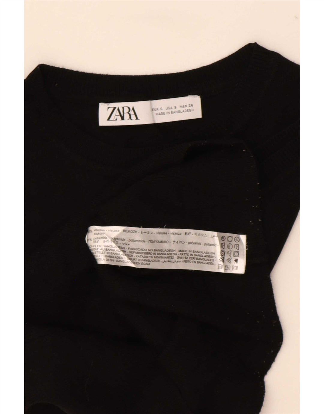 Zara Womens Crop Vest Top UK 8 Pequeno Preto Viscose