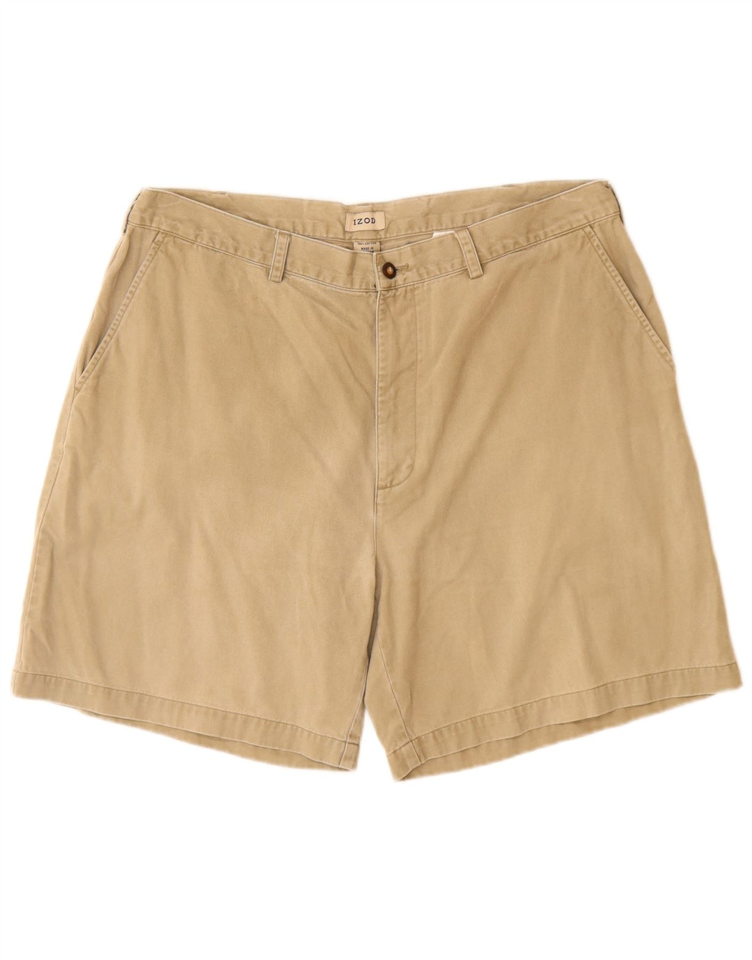 IZOD Mens Chino Shorts W38 XL Algodão Bege