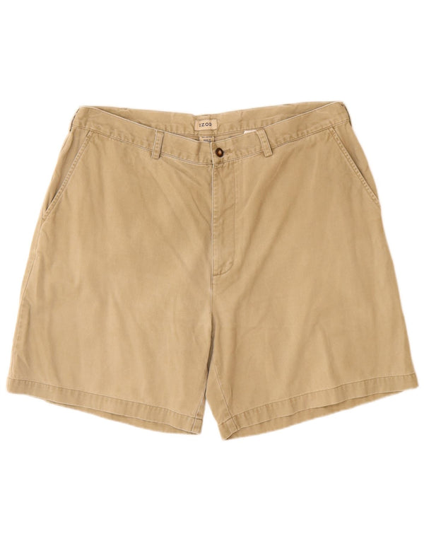IZOD Mens Chino Shorts W38 XL Algodão Bege