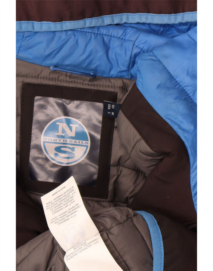 Jaqueta masculina acolchoada com capuz North Sails UK 38 cinza médio colorblock