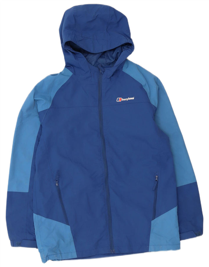 Jaqueta de chuva com capuz para meninos Berghaus 12-13 anos azul colorblock poliamida