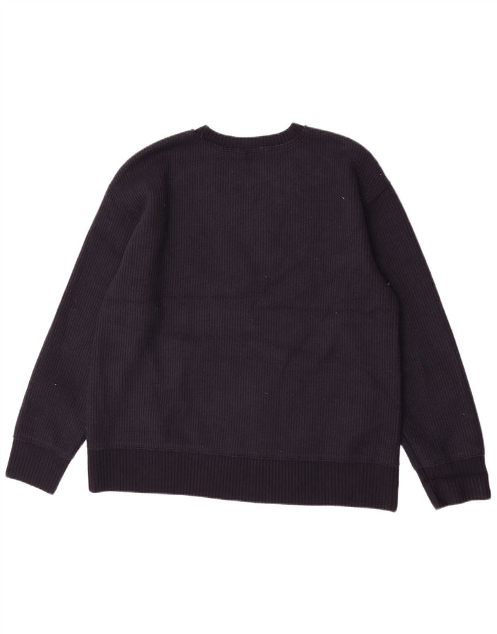 Suéter feminino Zara com gola redonda, Reino Unido 14, médio, azul marinho, viscose