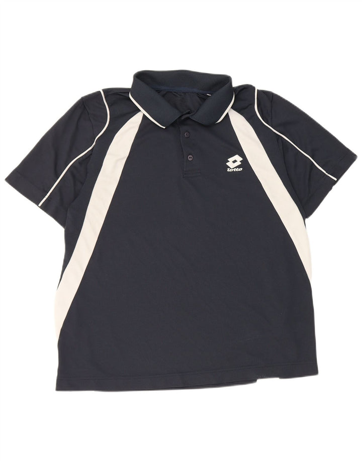 Camisa polo masculina Lotto médio azul marinho poliéster colorblock