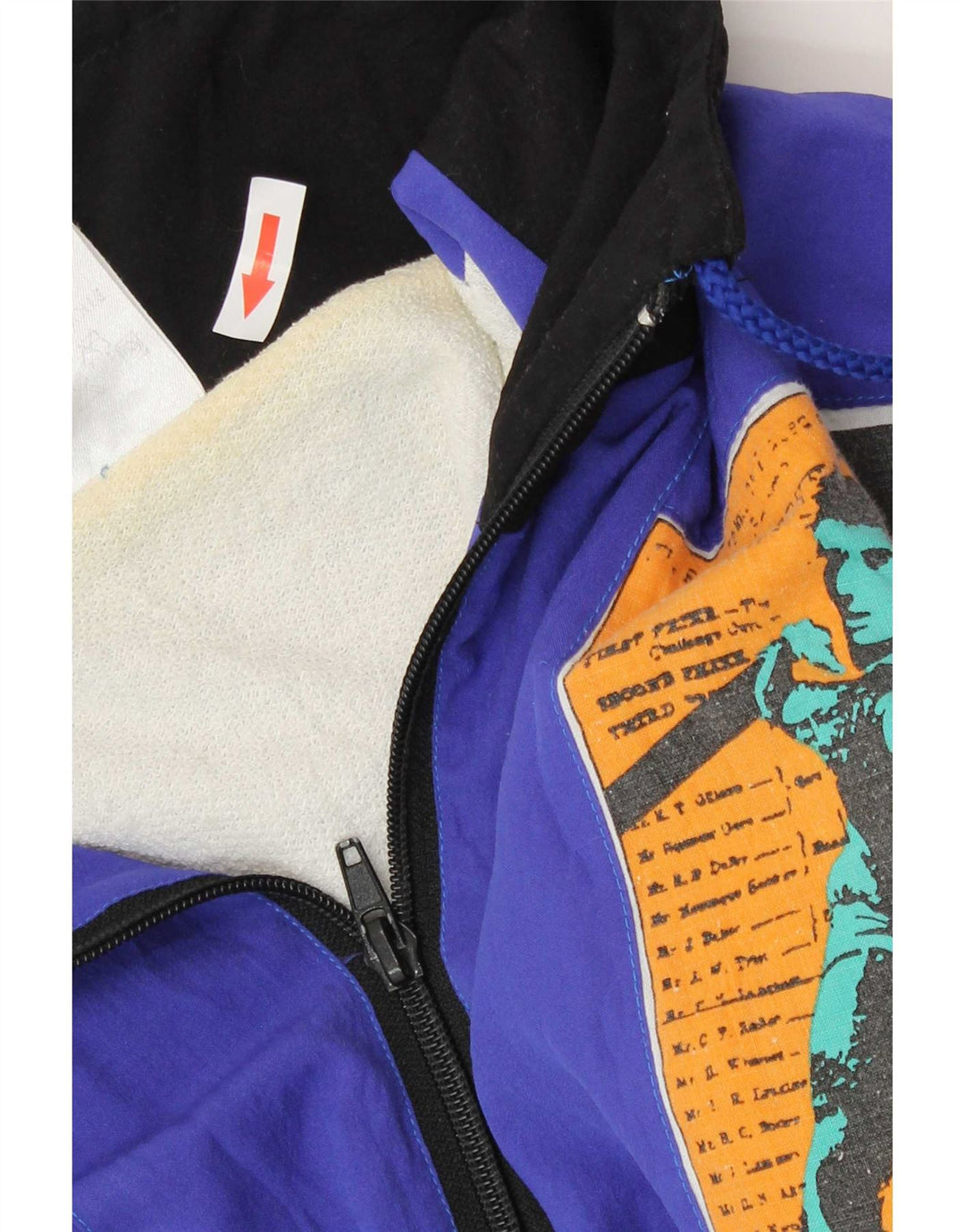 Casaco de treino gráfico masculino vintage, jaqueta média azul patchwork poliamida