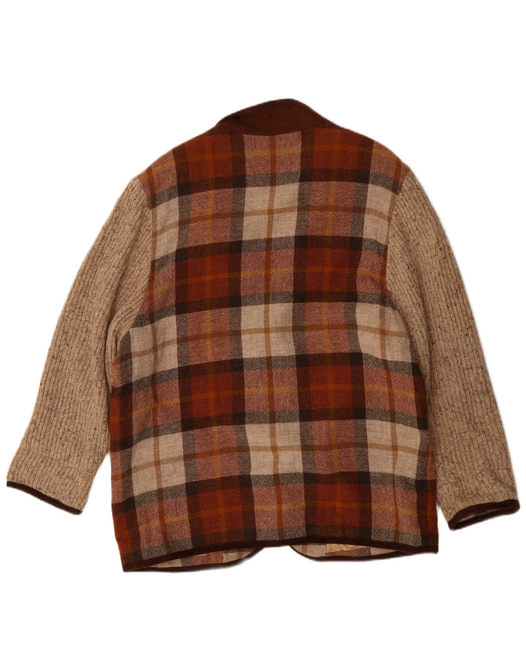 Jaqueta Blazer Feminina Vintage com 3 Botões Reino Unido 20 2XL Borgonha Check Poliacrílico