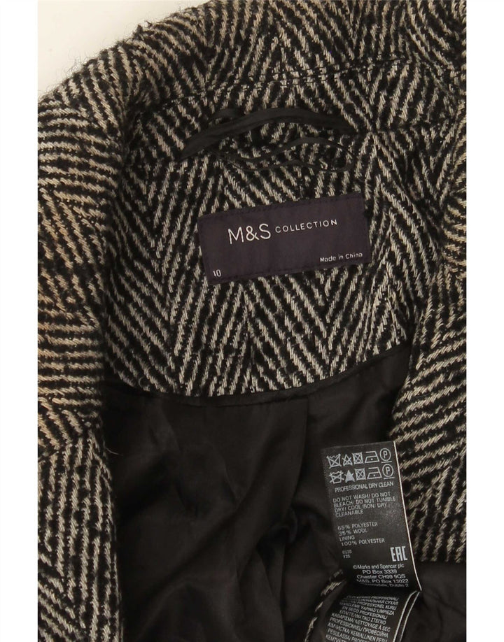 Casaco feminino Marks & Spencer com peito duplo Reino Unido 10 espinha de peixe cinza pequeno