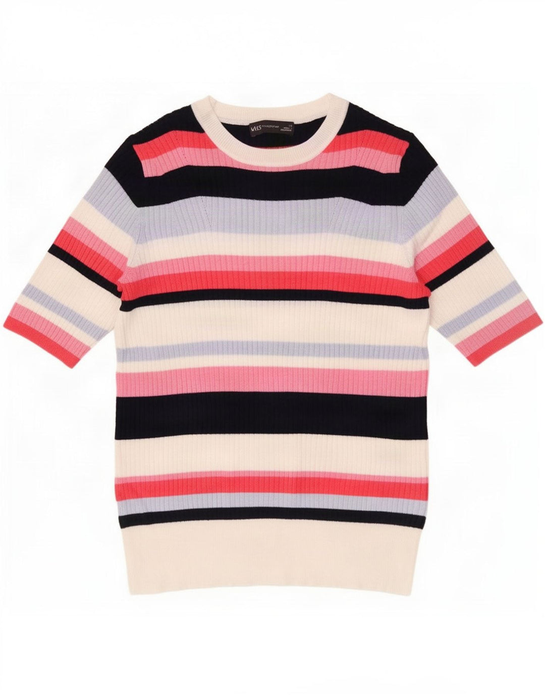 Camiseta feminina Marks & Spencer UK 14 média listrada multicolorida