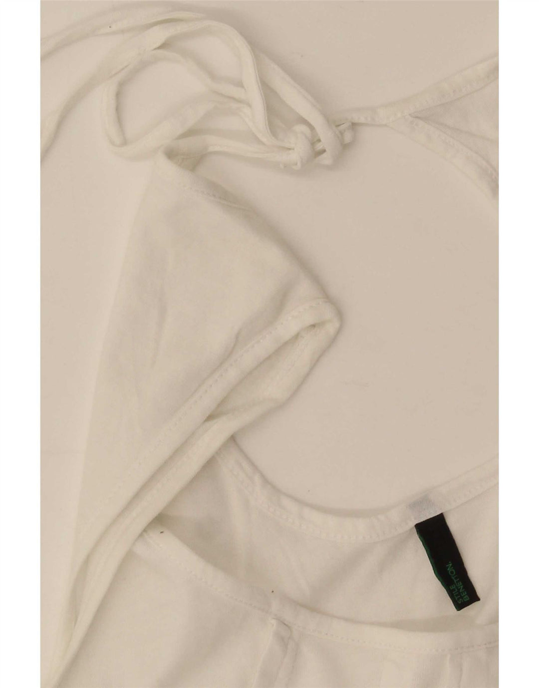 Blusa feminina sem mangas Benetton UK 12 médio branco