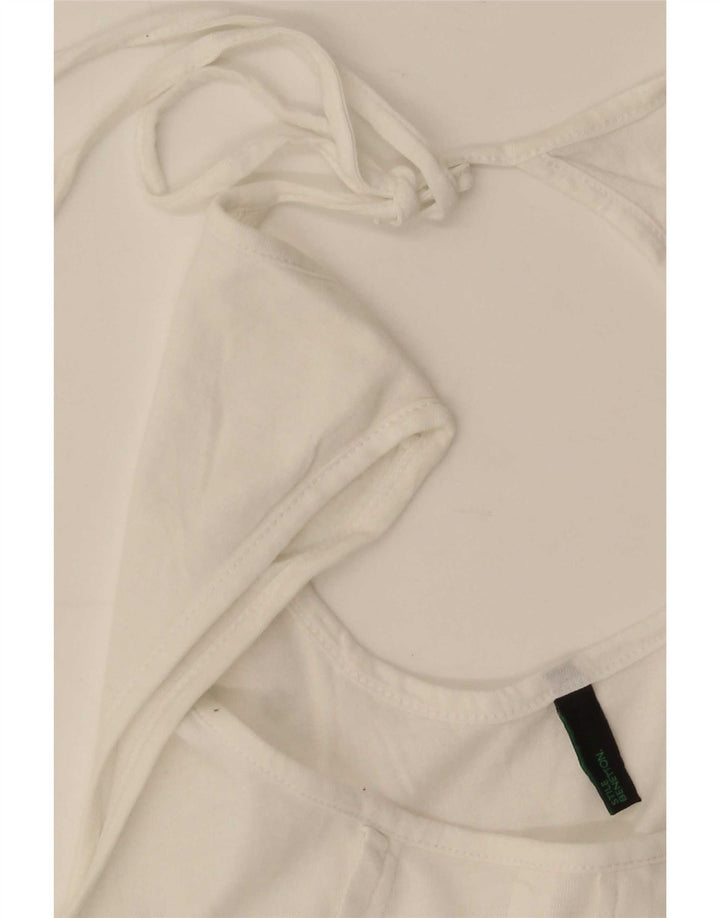 Blusa feminina sem mangas Benetton UK 12 médio branco