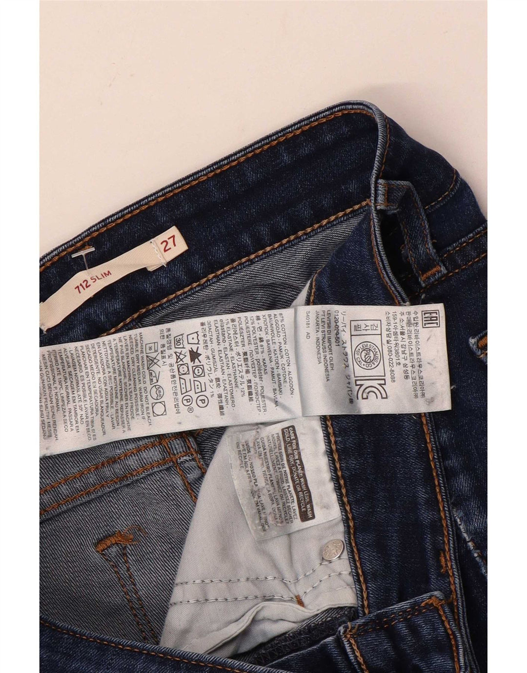 Calça jeans feminina Levi's 712 Slim W27 L27 azul algodão