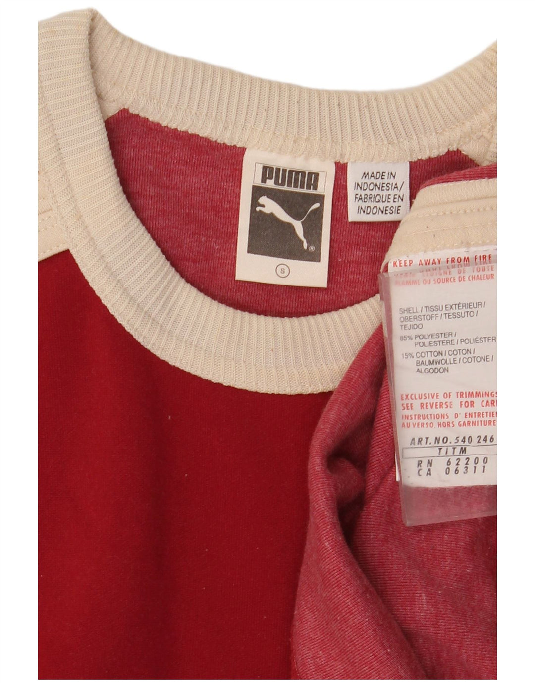 PUMA Masculino Top Manga Longa Pequeno Poliéster Colorblock Vermelho