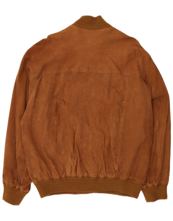 Jaqueta bomber masculina VINTAGE de camurça IT 58 4XL couro marrom