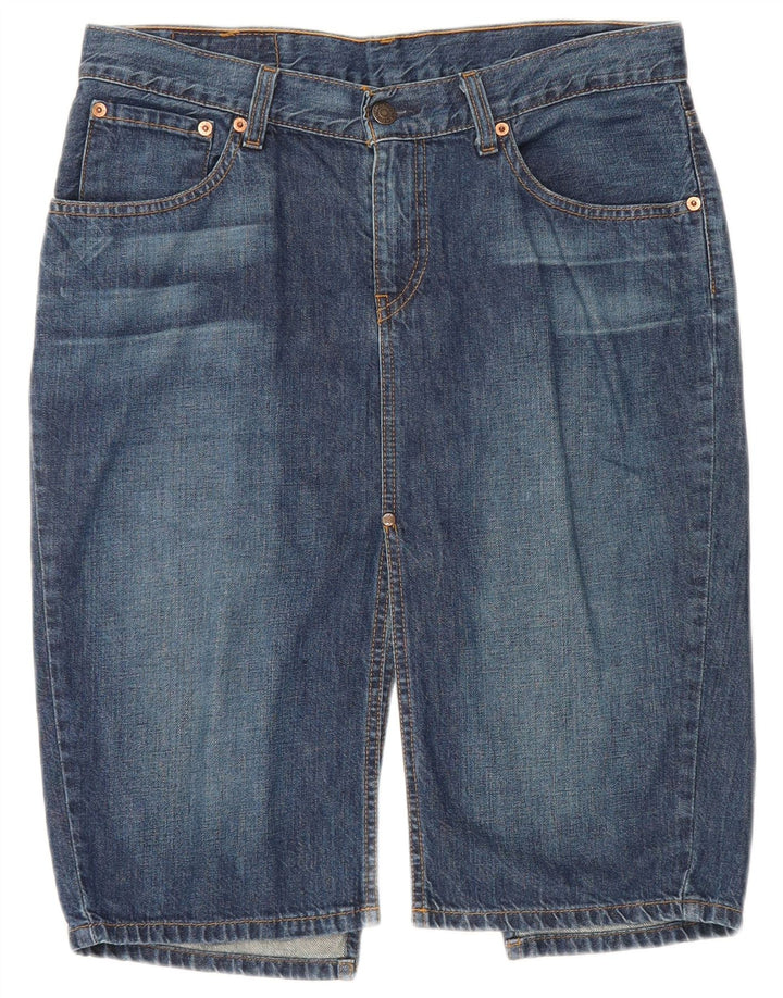 Saia jeans feminina 669 da Levi's W32 grande algodão azul