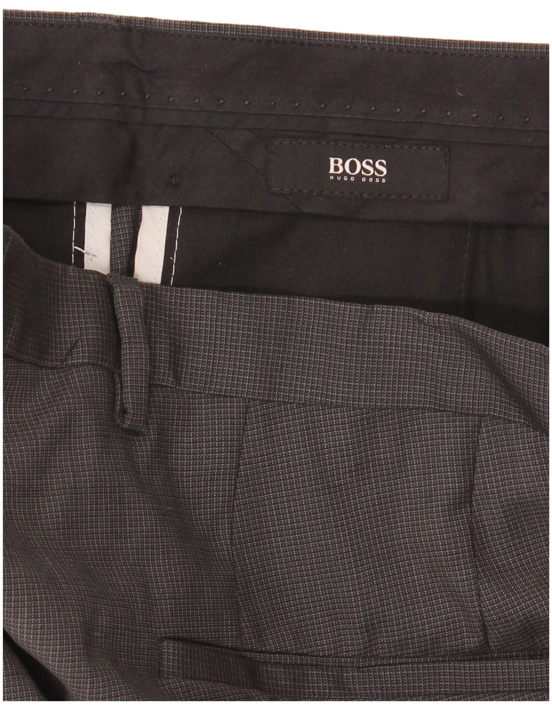 Calça masculina Hugo Boss Straight Suit IT 48 Médio W34 L30 Cinza Gingham