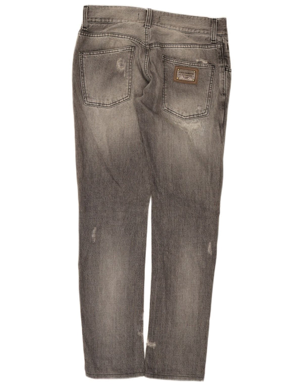 Dolce & Gabbana Jeans Slim Feminino Distressed IT 44 Médio W30 L31 Cinza
