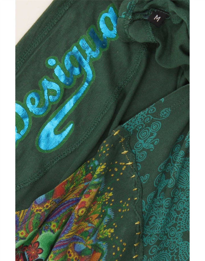 Blusa feminina Desigual com estampa de morcego grande tamanho UK 14 verde médio