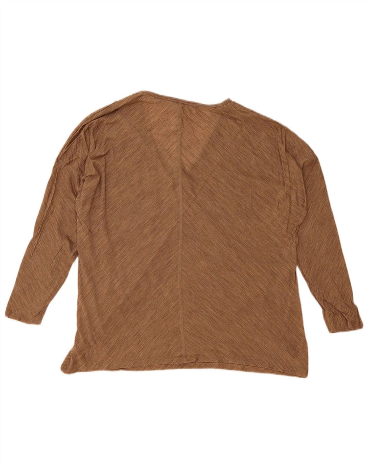 Massimo Dutti Top feminino oversized manga comprida Reino Unido 10 pequeno bege manchado