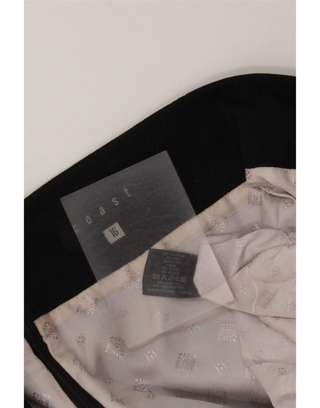 Saia feminina COAST em linha A UK 16 grande W34 poliéster preto