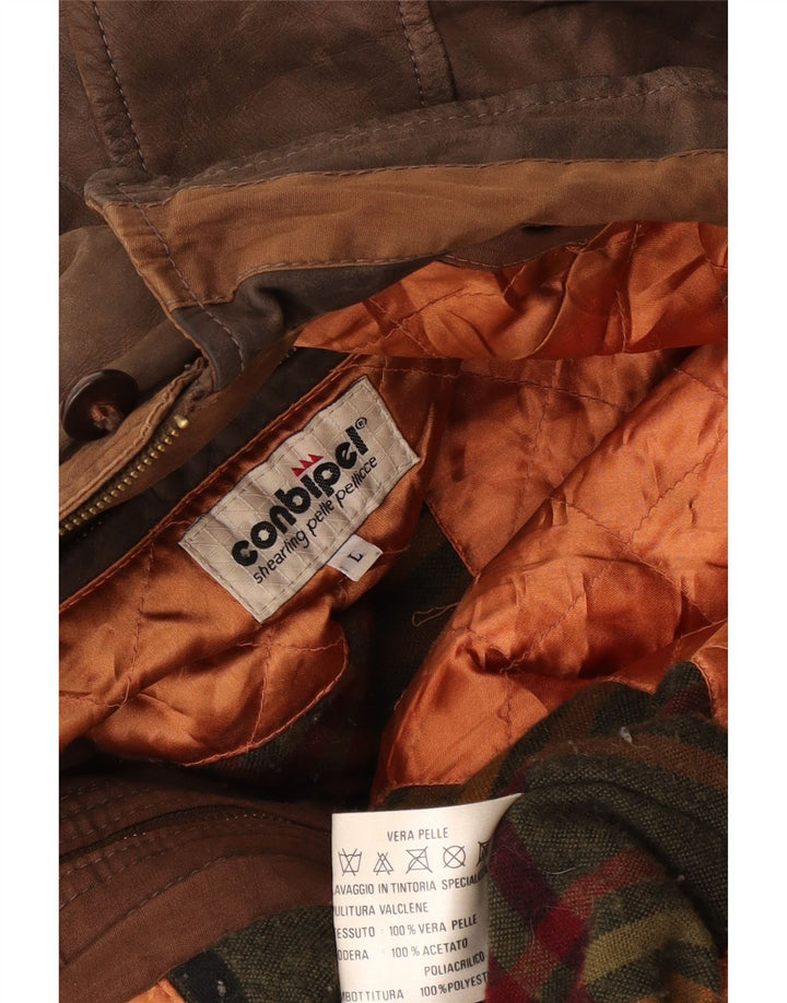 Jaqueta de couro masculina CONBIPEL UK 40 grande couro marrom