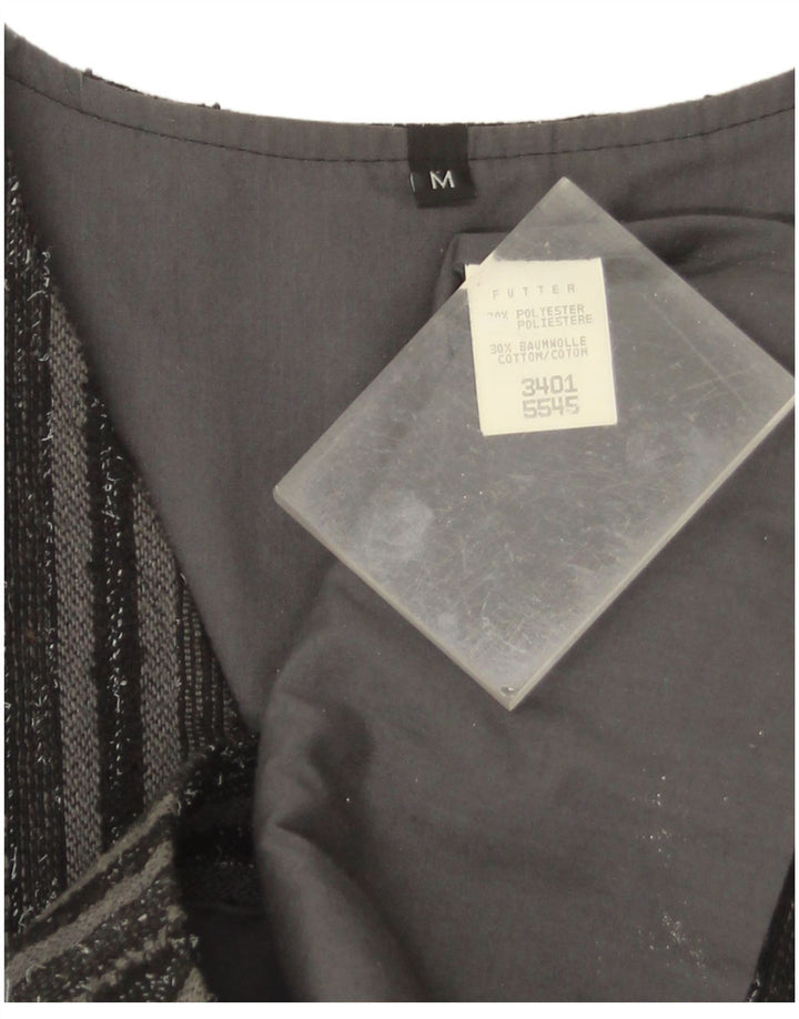 Colete masculino vintage de poliéster listrado preto médio