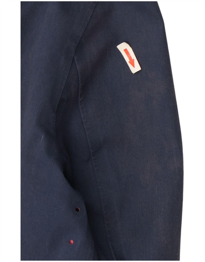 Jaqueta de chuva masculina com capuz K-Way Reino Unido 38 algodão azul marinho médio