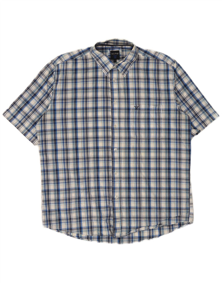 Camisa masculina de manga curta JAMES PRINGLE grande algodão xadrez azul
