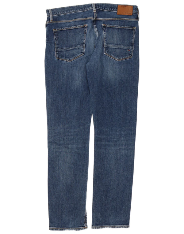 Tommy Hilfiger Masculino Denton Stretch Straight Jeans W32 L32 Azul Algodão