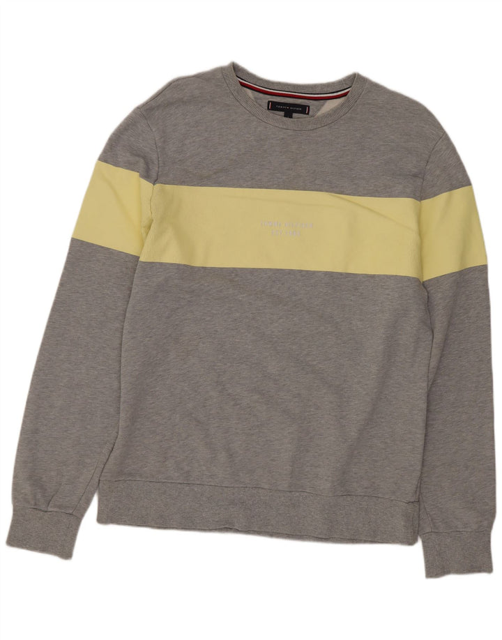 Tommy Hilfiger moletom masculino jumper grande cinza colorblock algodão