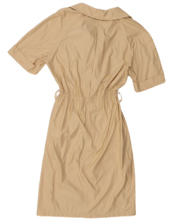 Vestido feminino vintage de manga curta com camisa pulôver Reino Unido 14 bege médio
