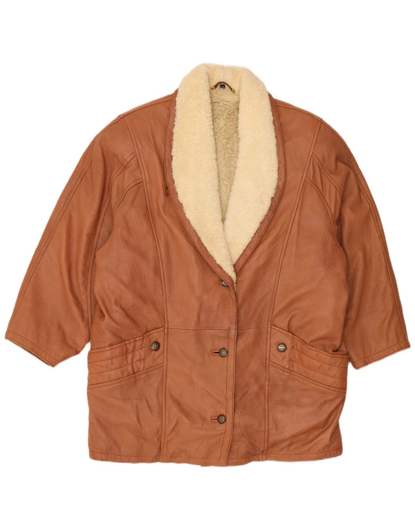 Jaqueta feminina vintage de shearling grande Reino Unido 16 grande marrom