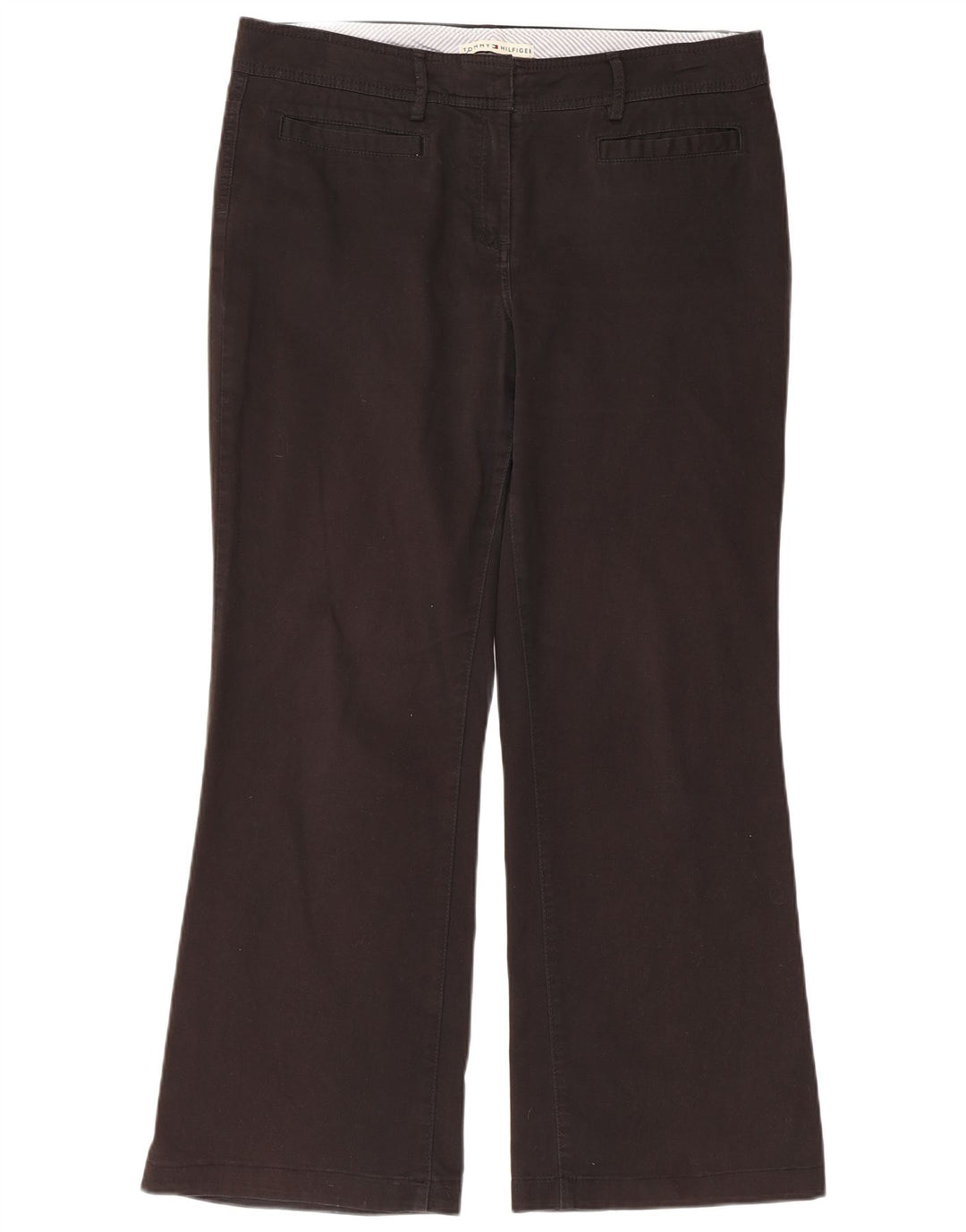 Calça casual feminina TOMMY HILFIGER com corte bootcut US 14 XL W36 L30 preta