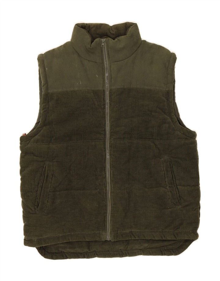 VINTAGE Mens Corduroy Padded Gilet UK 38 Medium Green Cotton Vintage Vintage and Second-Hand Vintage from Messina Hembry 