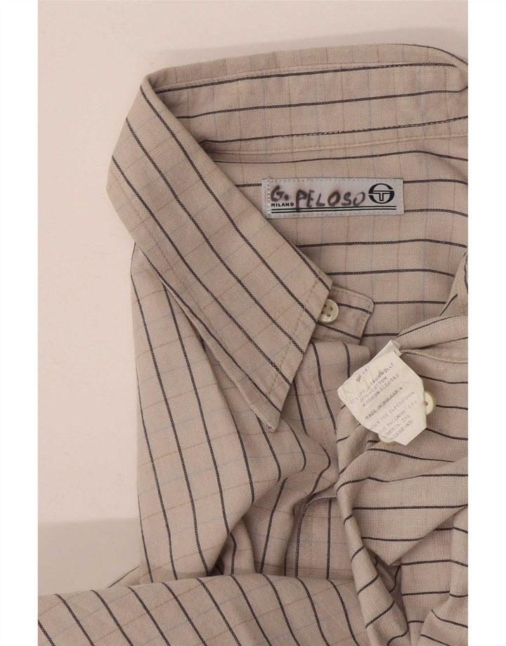 Camisa masculina Sergio Tacchini algodão listrado cinza médio