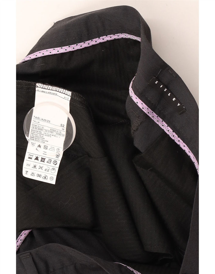 Sisley Masculino 2 botões 2 peças terno IT 52 XL W36 L32 cinza poliéster