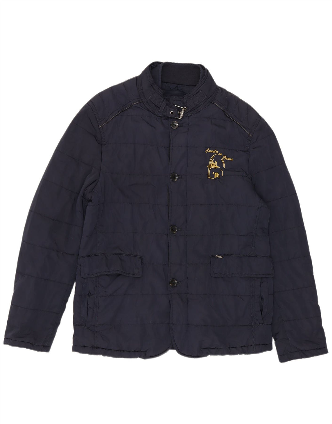 Jaqueta acolchoada masculina Zara UK 38 poliéster azul marinho médio