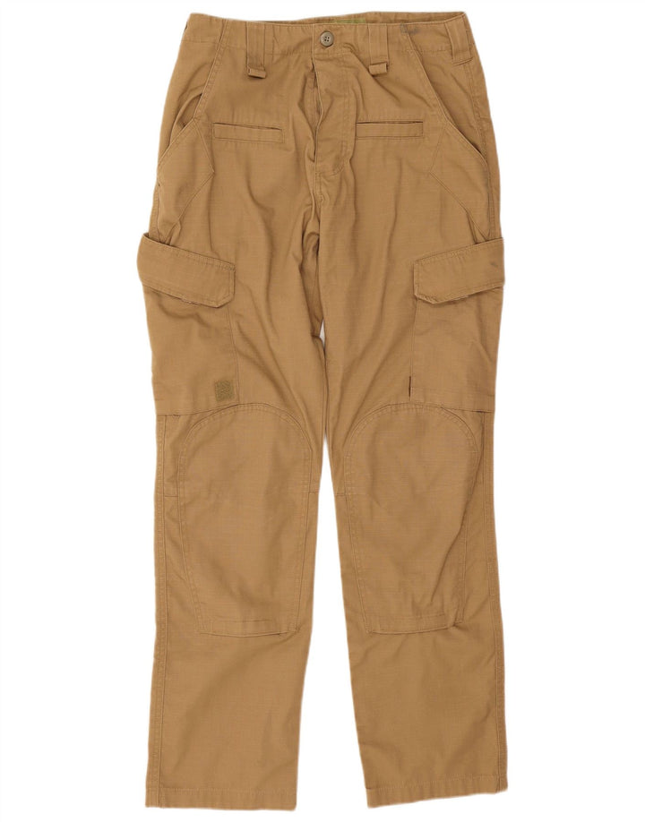 Calças cargo retas masculinas vintage W30 L30 poliéster bege