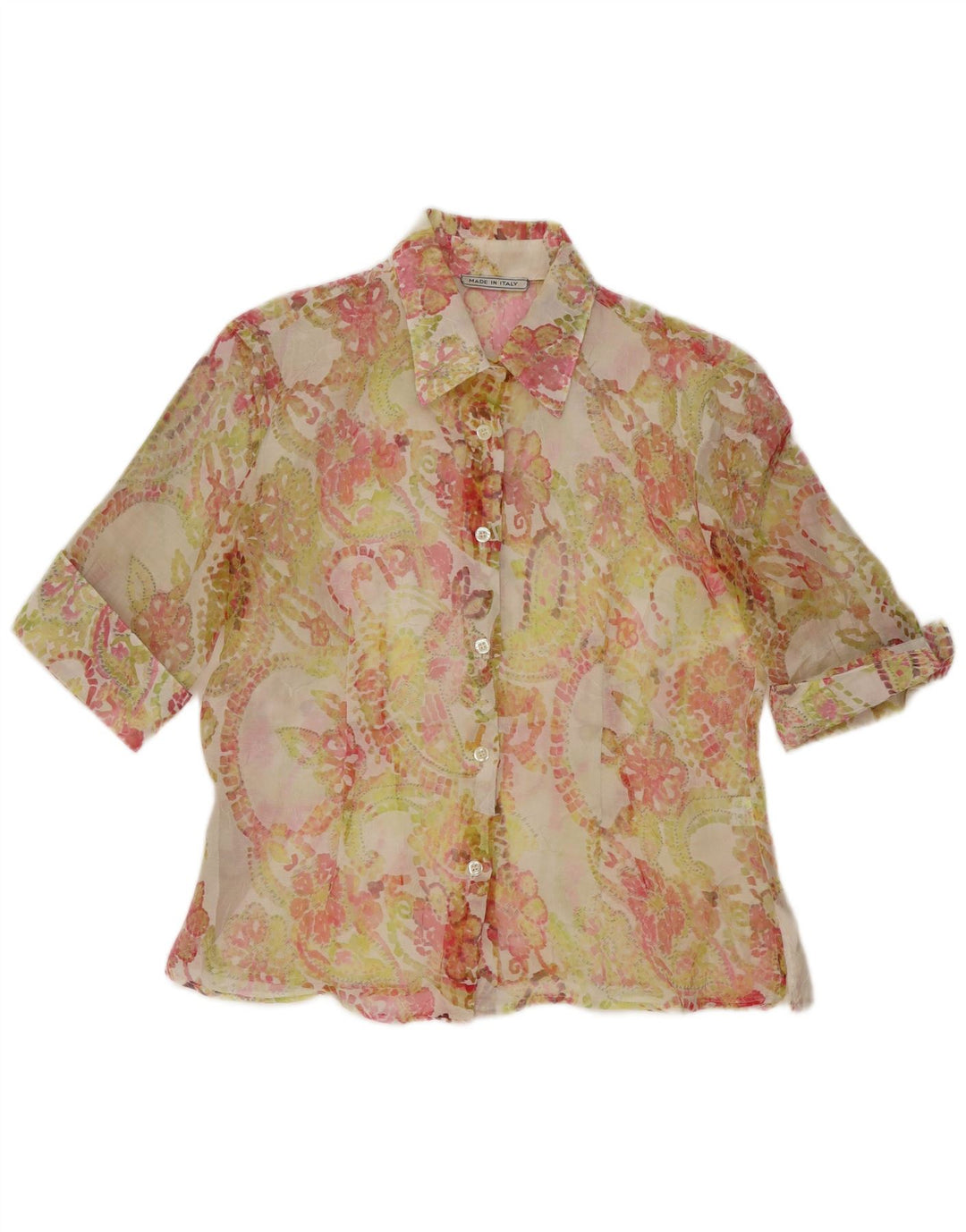 VINTAGE Womens Short Sleeve Shirt Blouse IT 42 Medium Multicoloured Floral