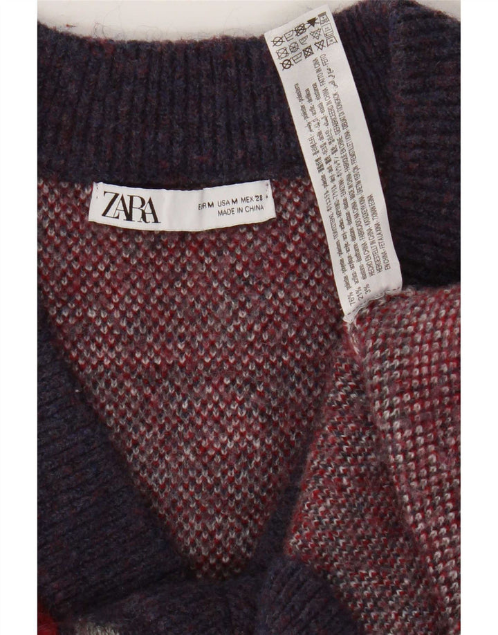 Zara Womens Vest Tank Top UK 14 Médio Roxo Floral Poliéster