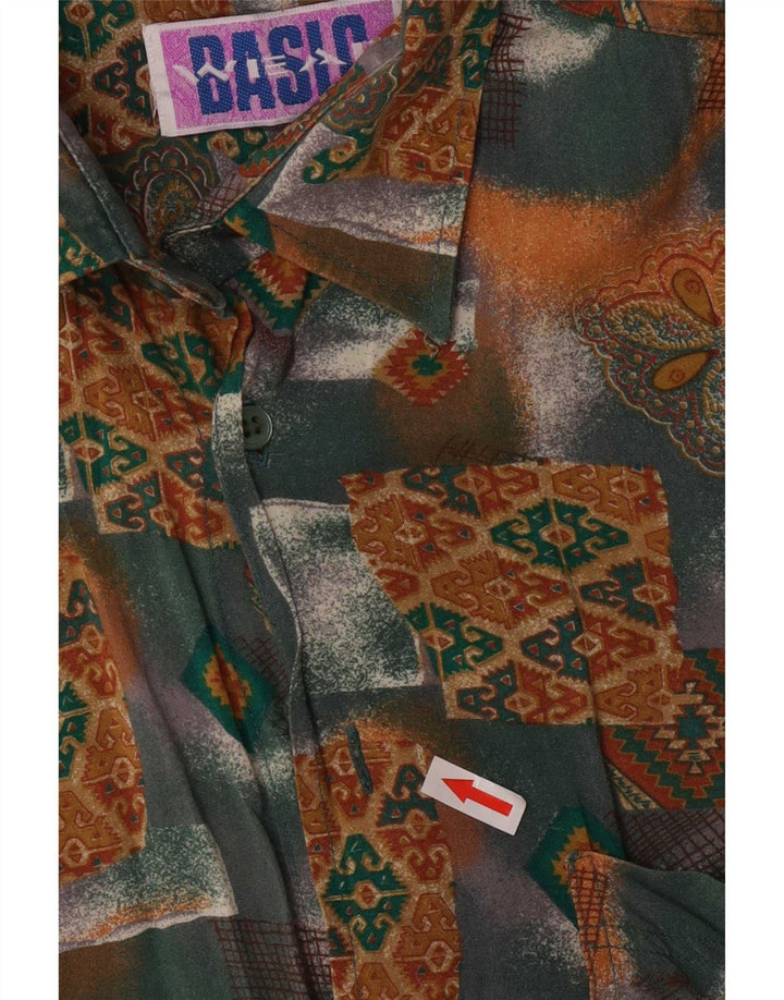 Camisa Básica Masculina Manga Curta XL Viscose Geométrica Verde