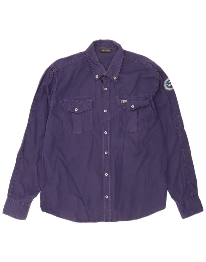 Camisa masculina NAPAPIJRI XL azul marinho algodão