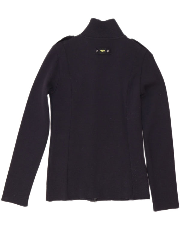 Suéter cardigã feminino Blauer UK 10 pequeno lã azul marinho